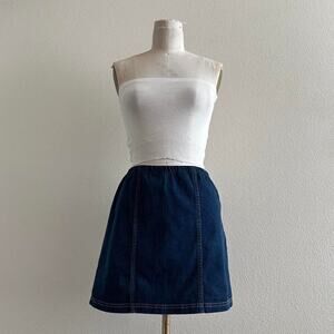 handmade navy denim mini skirt